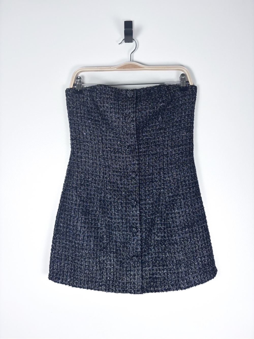 More To Come Revolve Bobbi Black Tweed Strapless Preppy Mini Dress Size Medium - Picture 4 of 9